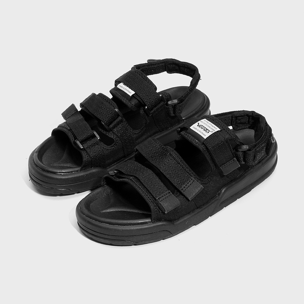 Giày sandal 2 quai ngang vento 1001 full đen