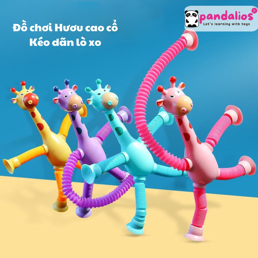 Đồ chơi lò xo Sucker hươu cao cổ Pandalios, hươu cao cổ kéo dài có đèn LED tác tác giáo dục cho bé