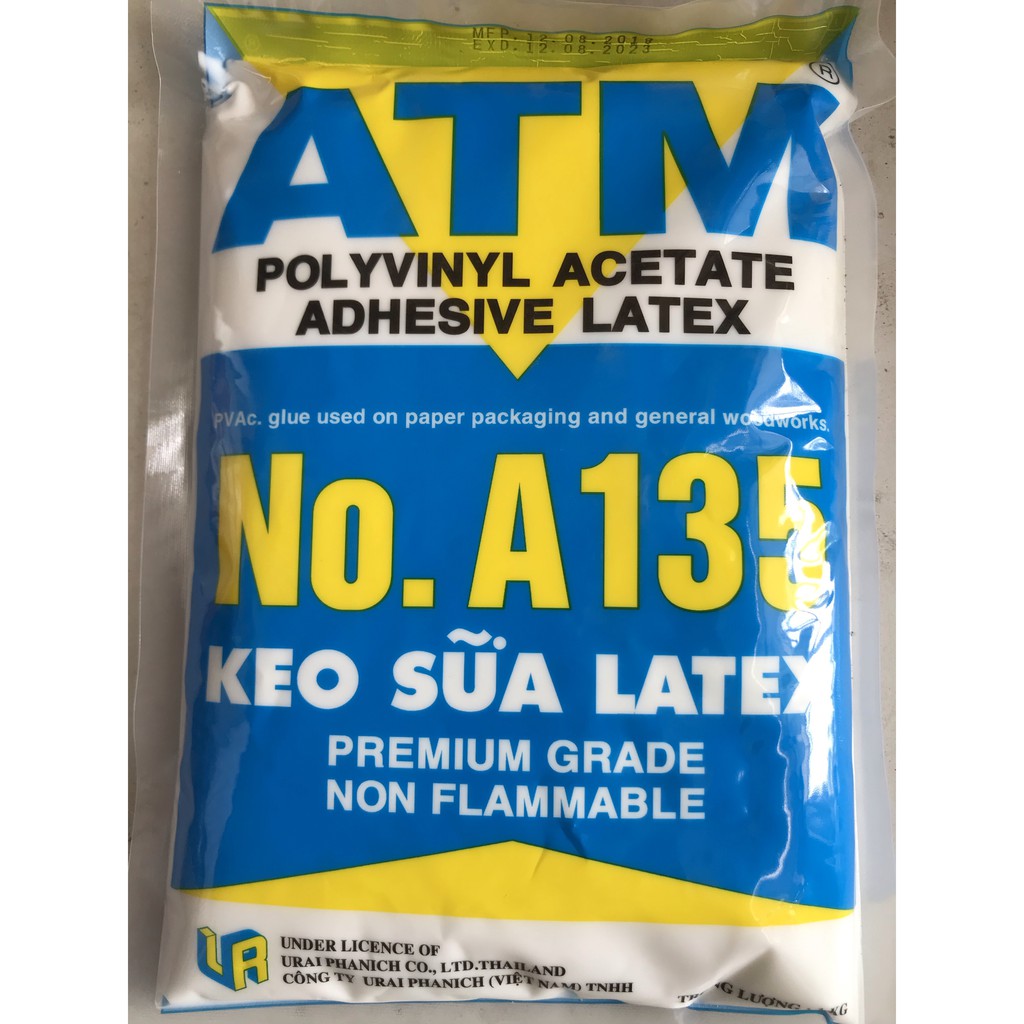 Keo sữa ATM Latex- A135 bịch 1kg dùng dán giấy dán tường, dán giấy, gỗ, làm simili