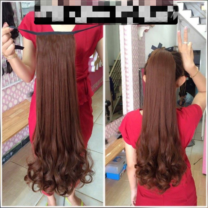 tóc giả nữ cột xoăn dài, tóc giả buộc, tóc giả cột đuôi