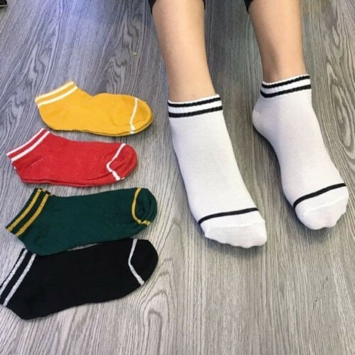 Combo 3 đôi tất cổ ngắn tất nữ vớ ngắn vớ nữ co giãn tốt tất kẻ sọc nữ