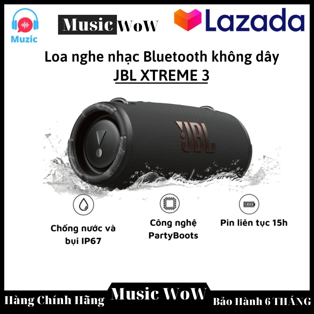 Loa bluetooth jbl xtreme 3, loa nghe nhạc công suất lớn 40w, loa bass mạnh, treble rời, sử dụng với máy tính, vi tính, laptop, pc, tivi bluetooth 5.1 - chống nước, chống bụi ip67 - chơi nhạc 15h