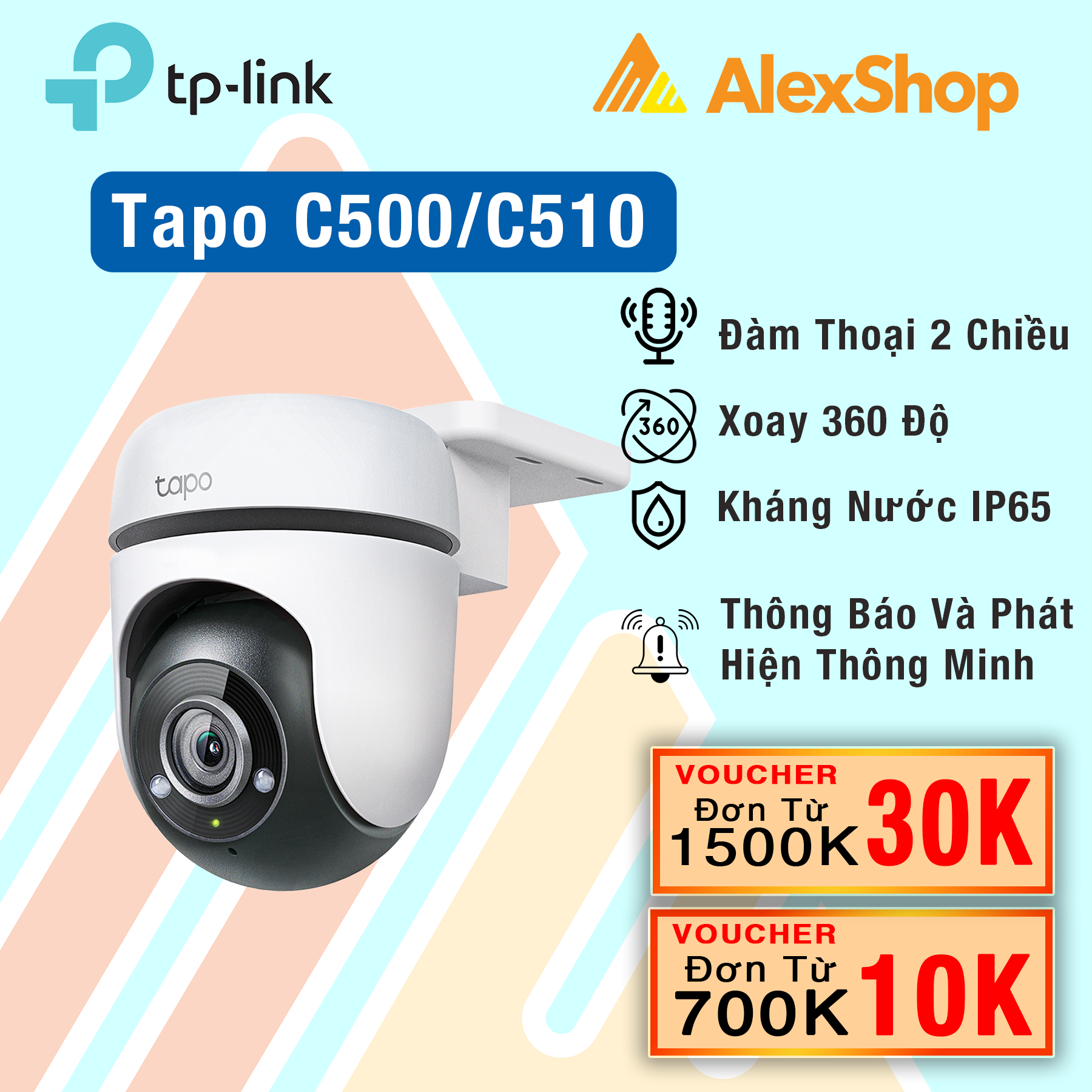 Camera WiFi TPLink Tapo C510/ C500 2K/ FullHD, Xoay 360 - Chính Hãng