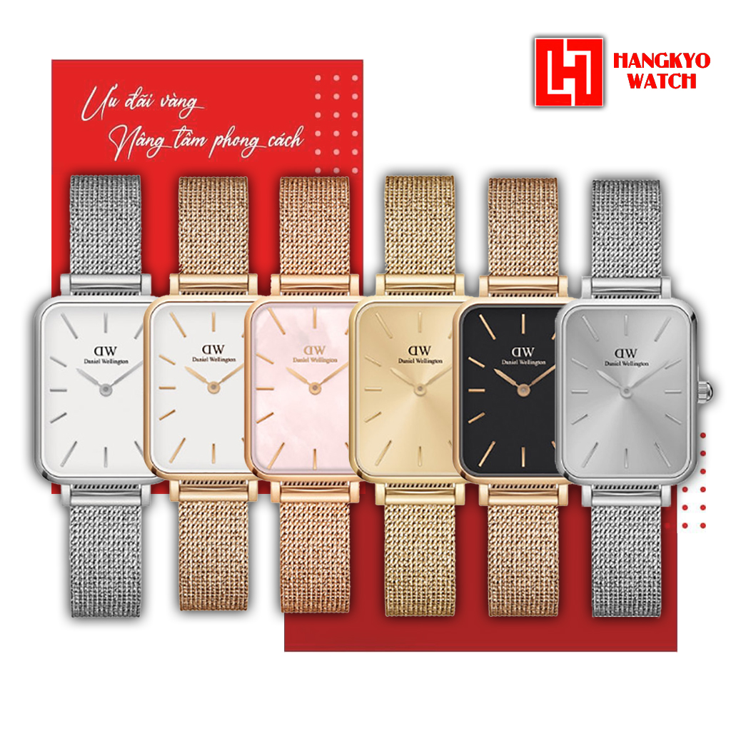Đồng hồ nữ Daniel Wellington Quadro Pressed DW mặt vuông Dây kim loại Fullbox Hãng