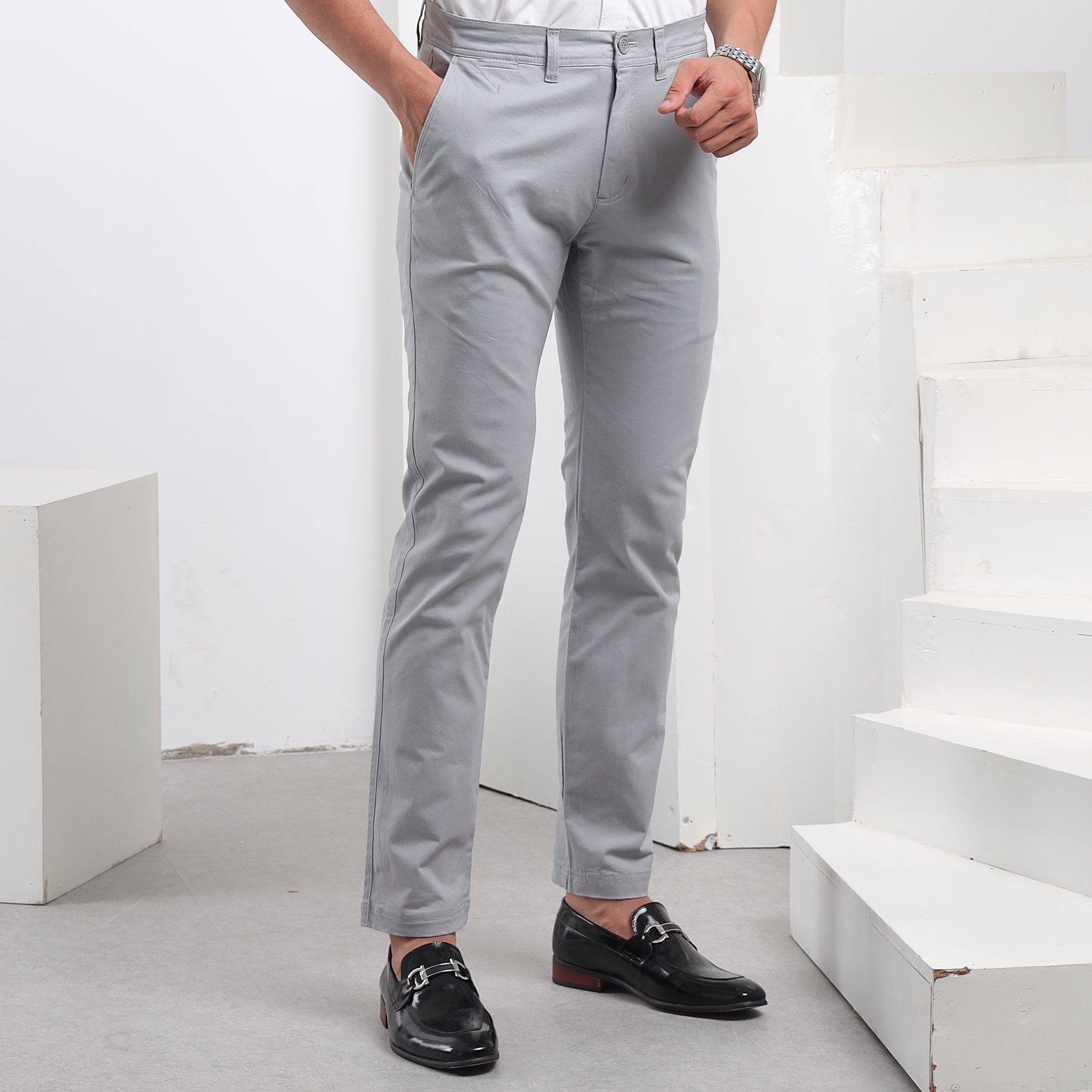 Quần chinos nam quần kaki nam chất vải kaki dầy mịn co giãn ống côn trẻ đẹp