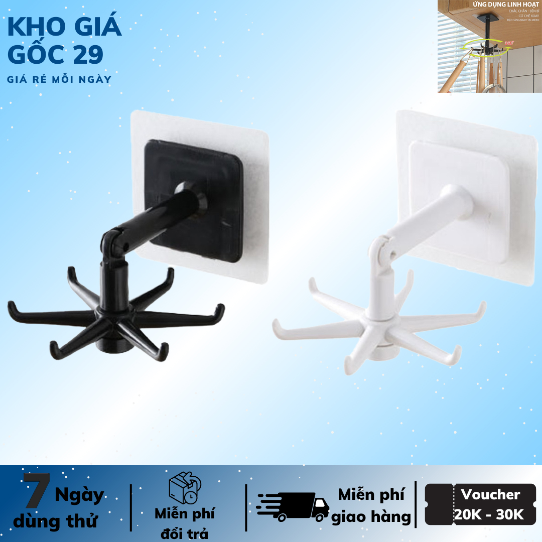 Móc treo đồ nhà bếp 6 chấu xoay 360 độ tiện ích