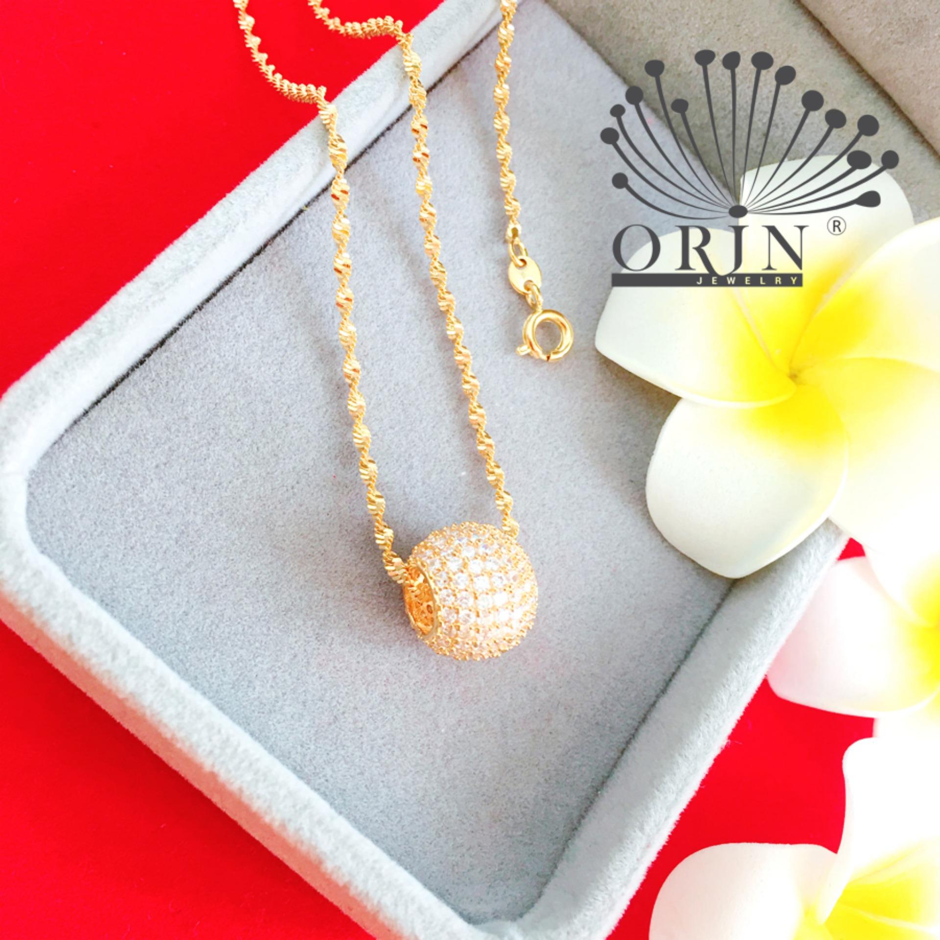 Dây chuyền nữ dạng xoắn mặt trái châu đính đá thiết kế bền màu đẳng cấp Orin D4199 - Long Tien