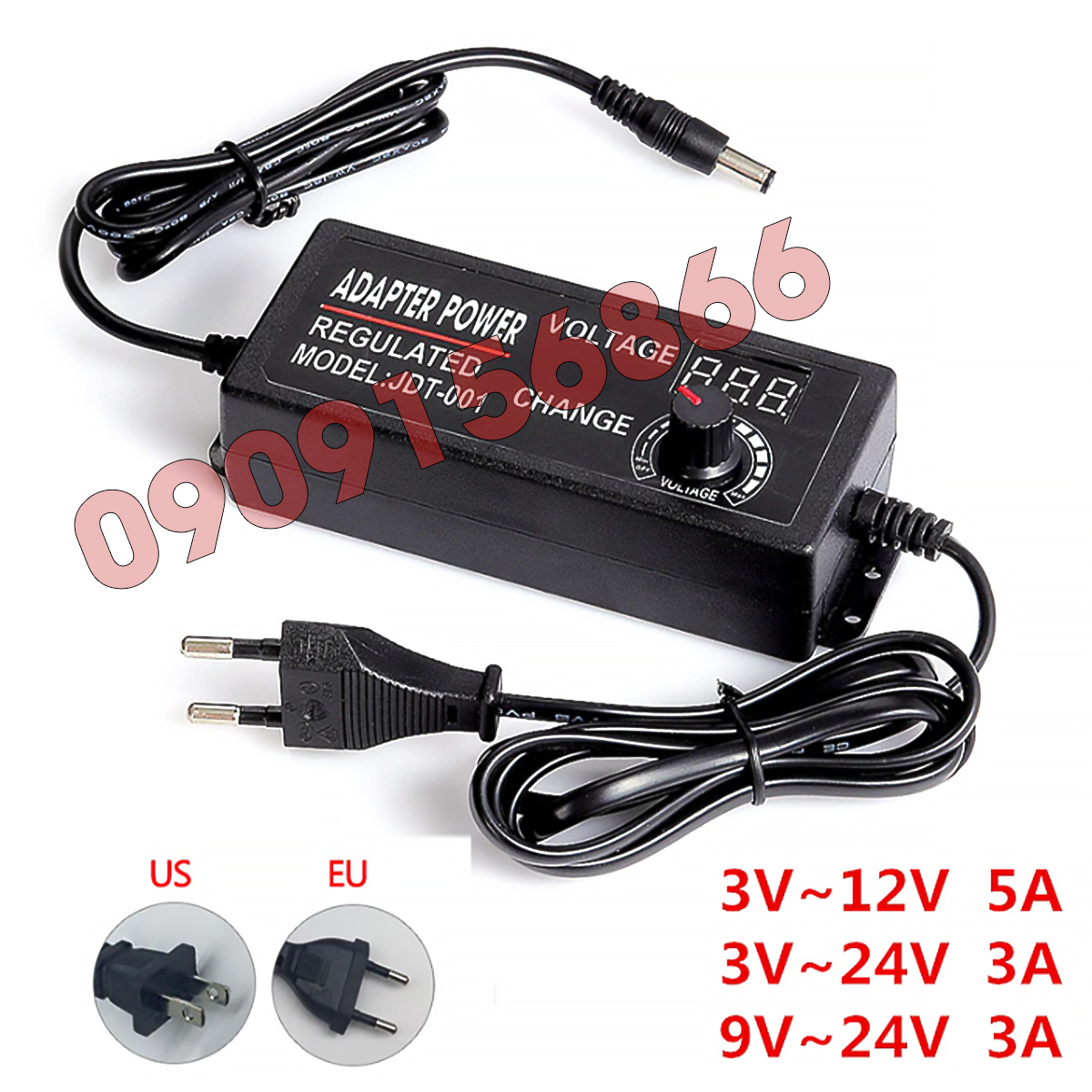 Nguồn điều chỉnh điện áp , chiết áp đa năng 3v - 12v 5A