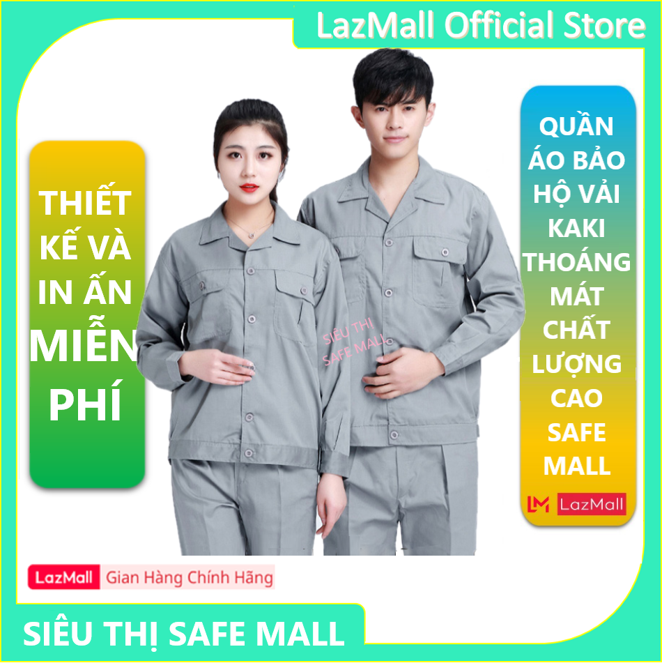 Quần Áo Bảo Hộ Lao Động Ghi Xám Nam Nữ, Chất Vải Thoáng Mát Đường May Chắc Chắn - Hàng Chính Hãng SAFEMALL OFFICIAL