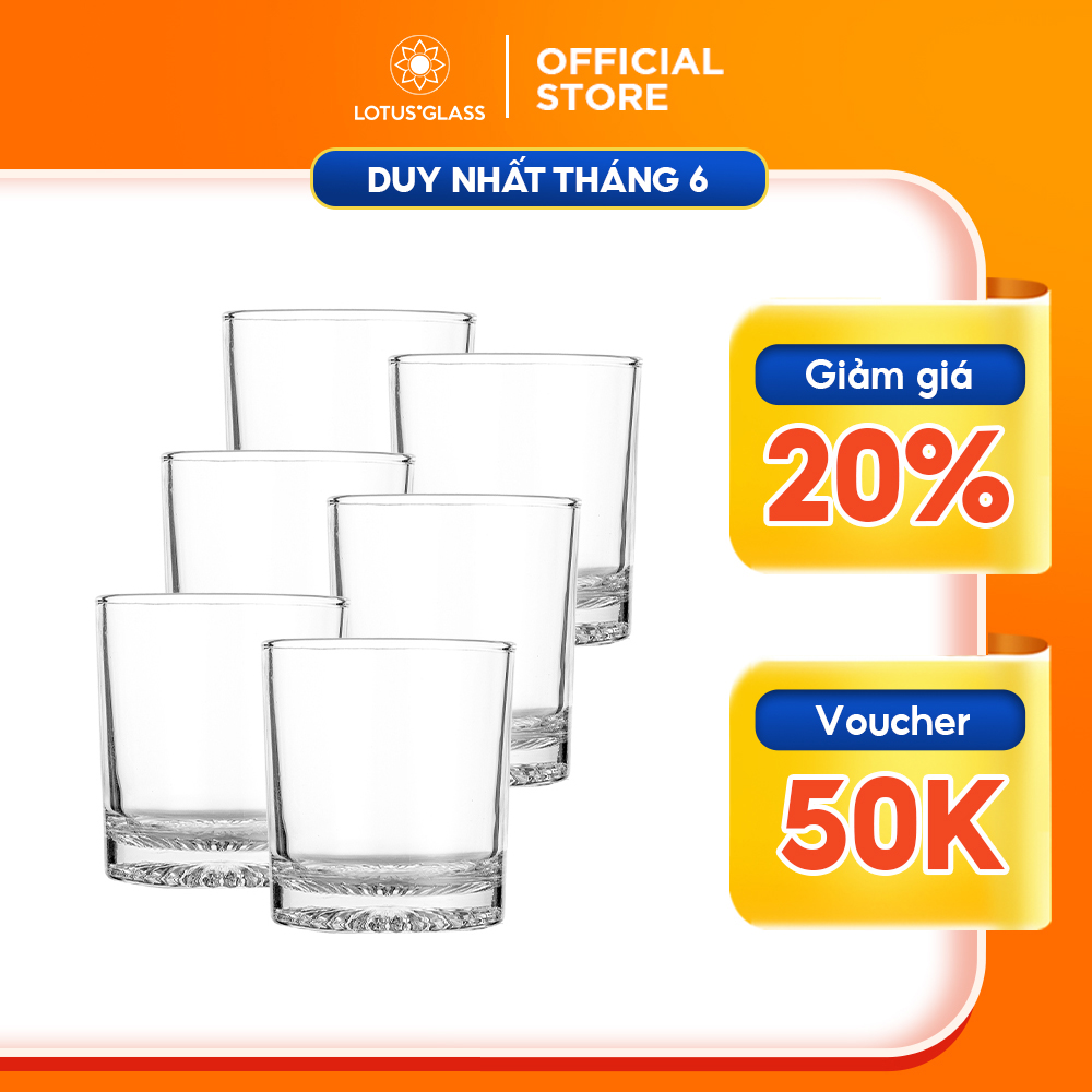 Bộ 6 Cốc Thủy Tinh Lotus Glass VTC 308 Trơn