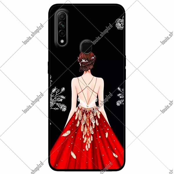 Ốp lưng oppo a31 2020 - a8 2020 - cô gái đầm đỏ nền đen