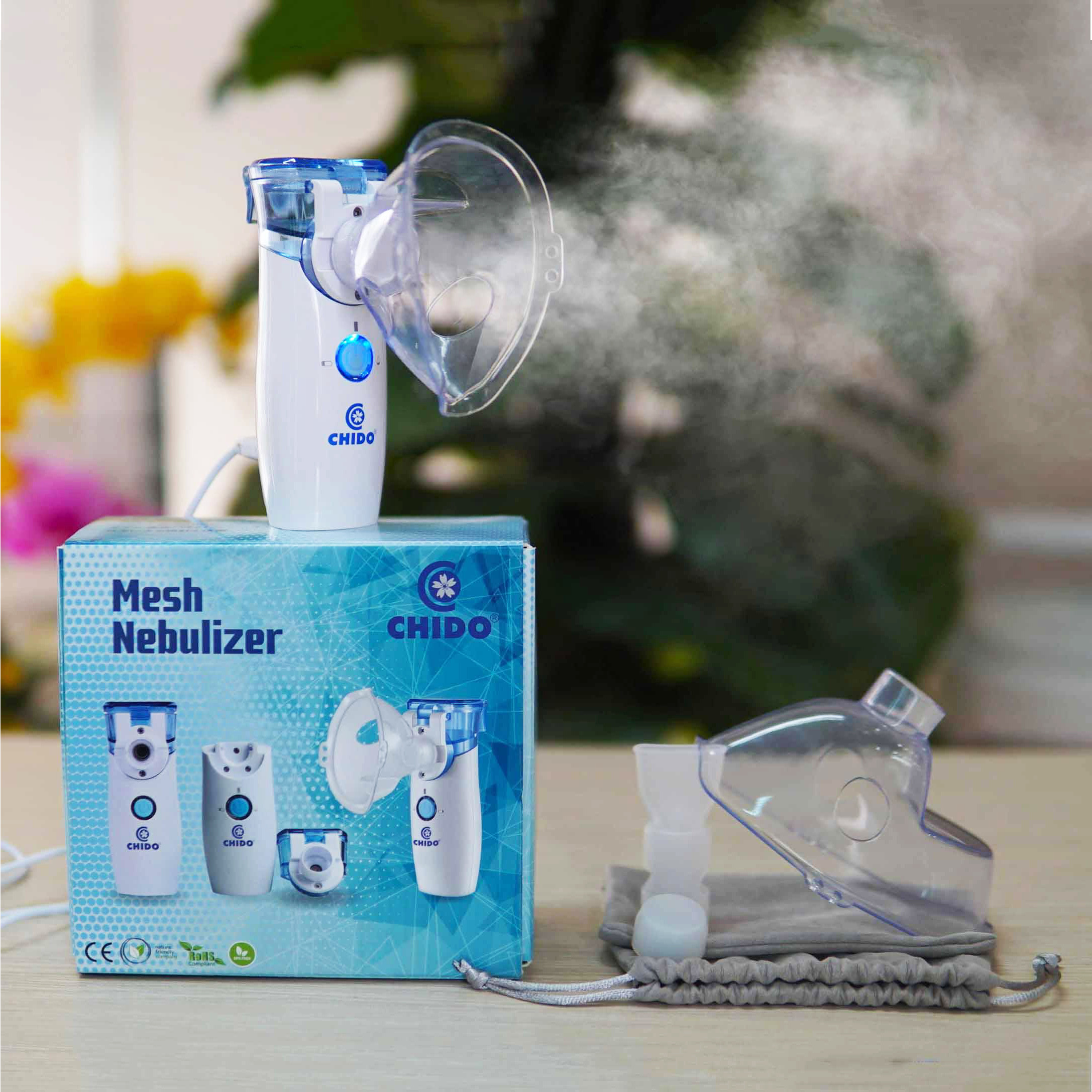 Máy xông mũi họng máy xông khí dung mini điện dung máy thở khí dung cầm tay sạc pin máy xông mũi họng mang đi CHIDO Nhật Bản