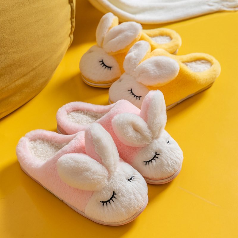 Dép bông tai thỏ dễ thương [H60] Dép bông hình thỏ cho mùa đông ấm áp, kiểu dáng cute thời trang - LUCKY SHOES VN