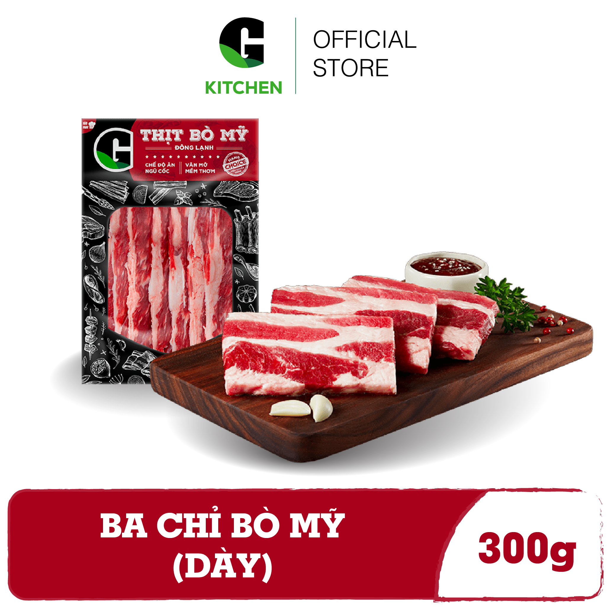[Giao nội thành HCM] Ba Chỉ Bò Mỹ Cắt Dày G Kitchen 300g