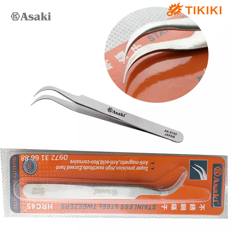 Nhíp gắp linh kiện khuỷu tay asaki , nhíp inox gắp linh kiện mũi nhọn ,nhíp gắp linh kiện mũi nhọn,120x9x2mm