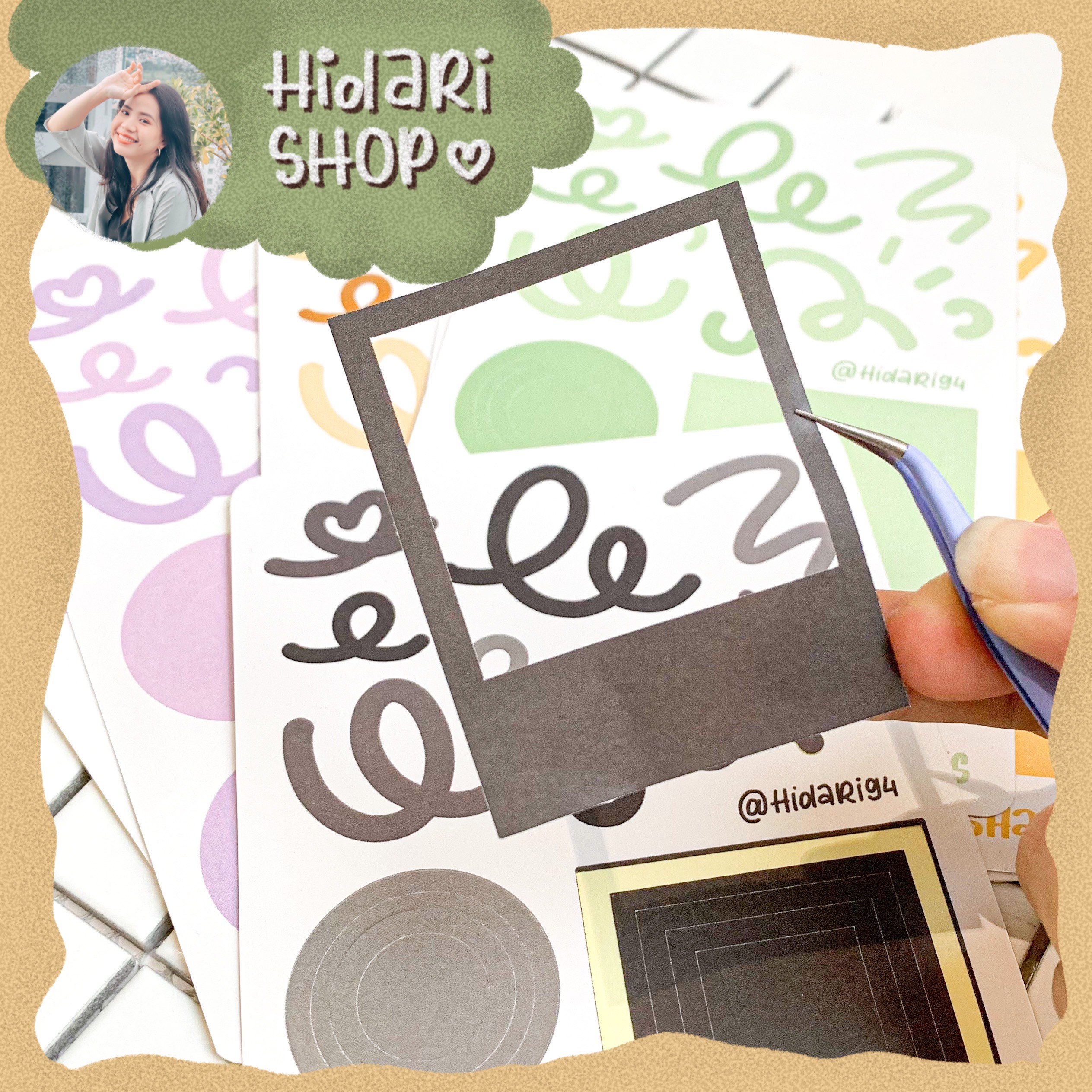 Sticker Khung Polaroid Confetti - Khung Tròn/Vuông / Hidari 5.0
