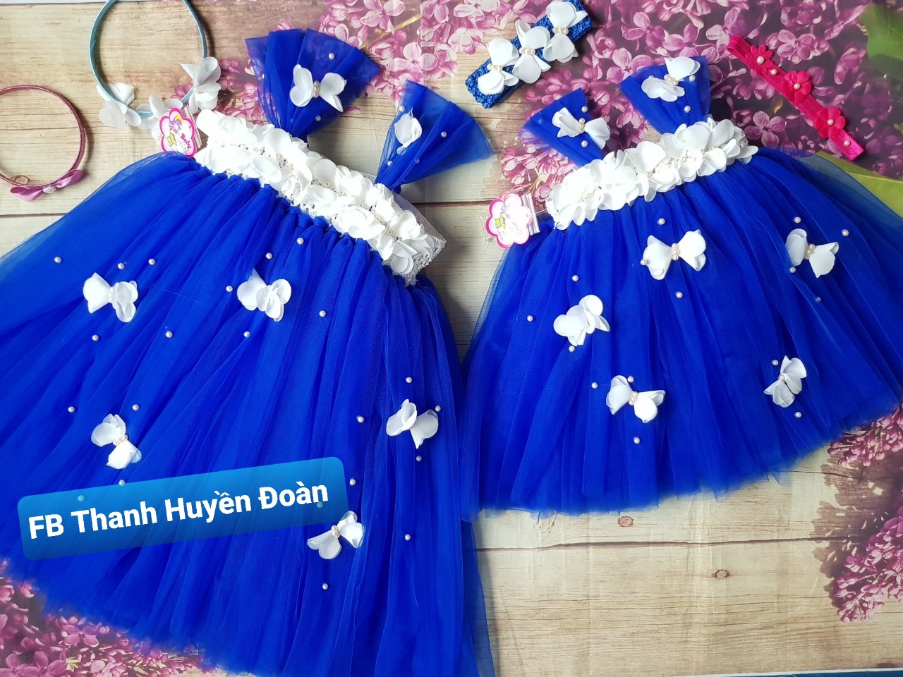 Đầm công chúa tutu Xanh Bích - Cánh bướm trắng