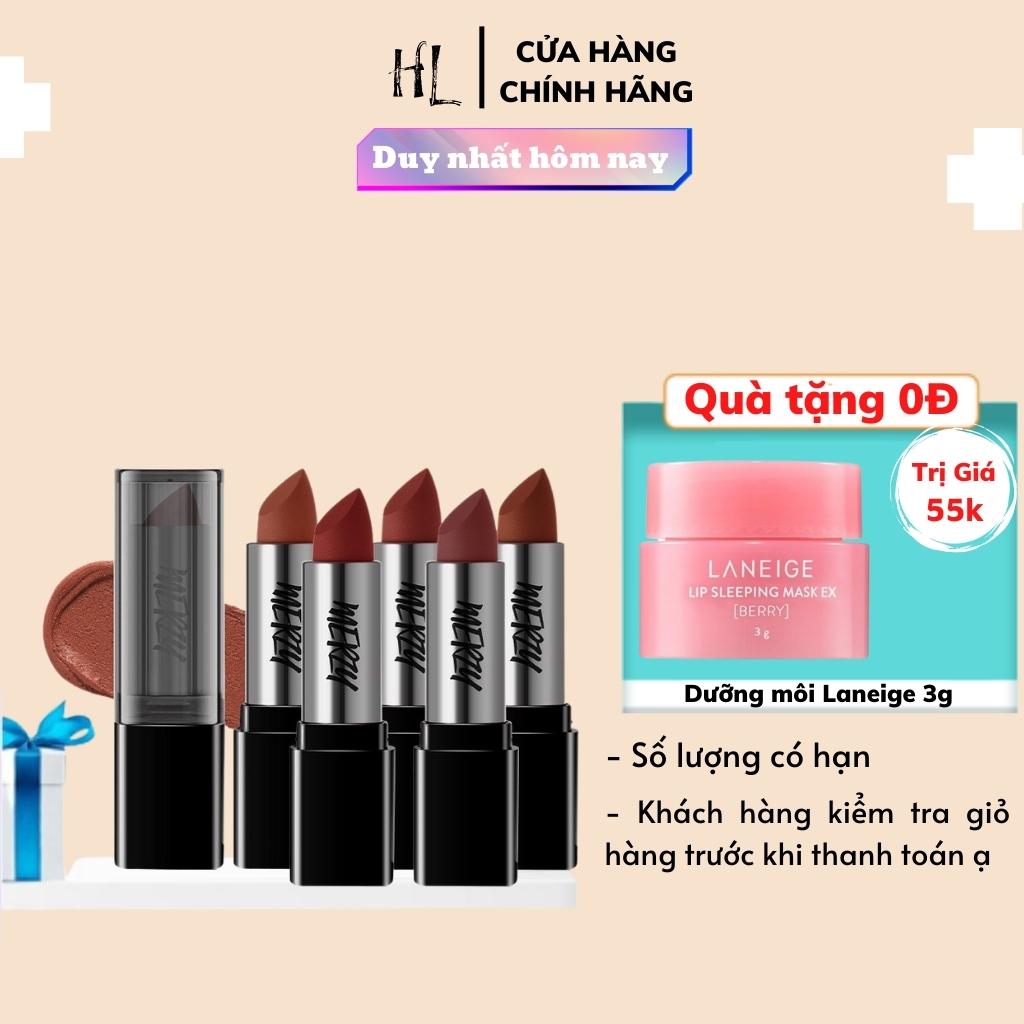 Son Thỏi Lì, Lên Màu Chuẩn, Mịn Mượt Nhẹ Môi Merzy Noir In The Lipstick dhc son dưỡng môi, không trôi - Sale Chính hãng