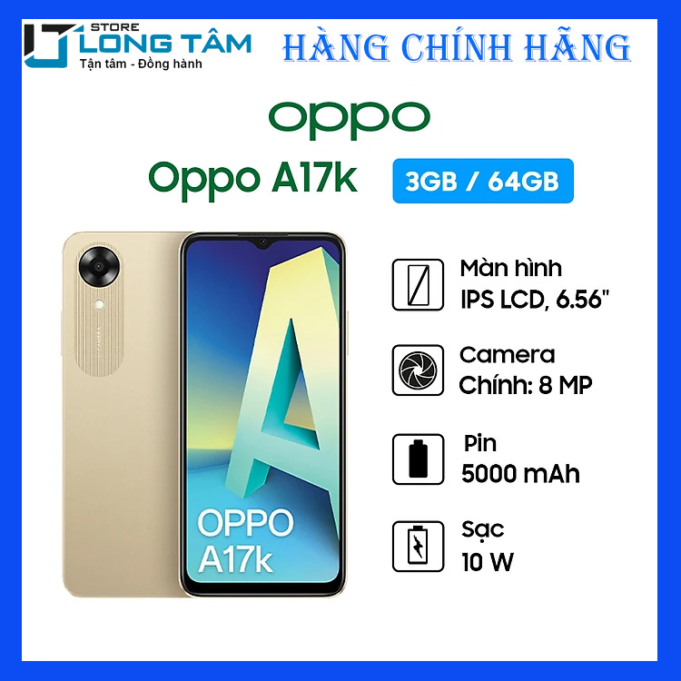 Điện thoại oppo a17k - hàng chính hãng