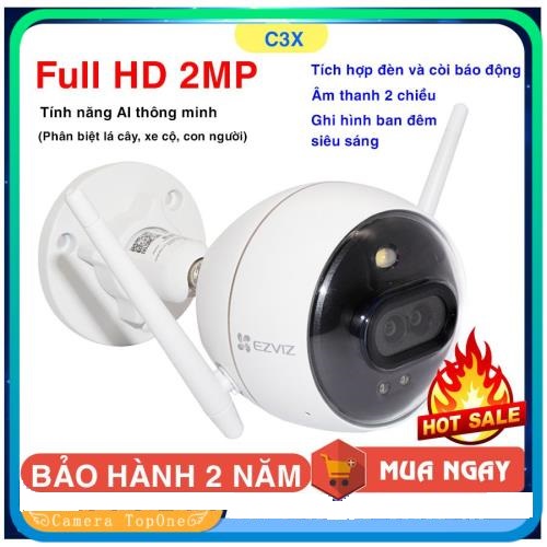 [NHÀ PHÂN PHỐI BH 2 NĂM FREESHIP 20K]Camera ezviz c3x cs-cv310 2.0 megapixel ghi hình màu ban đêm tích hợp ai đèn và còi báo động hình màu vào ban đêm với độ nhạy sáng cực thấp tích hợp thêm tính năng AI thông