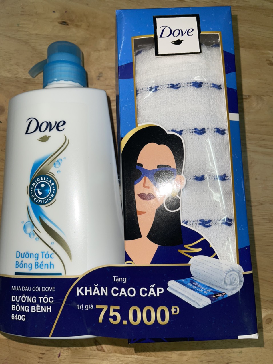 Dầu gội dove 640g tặng kèm khuyến mãi