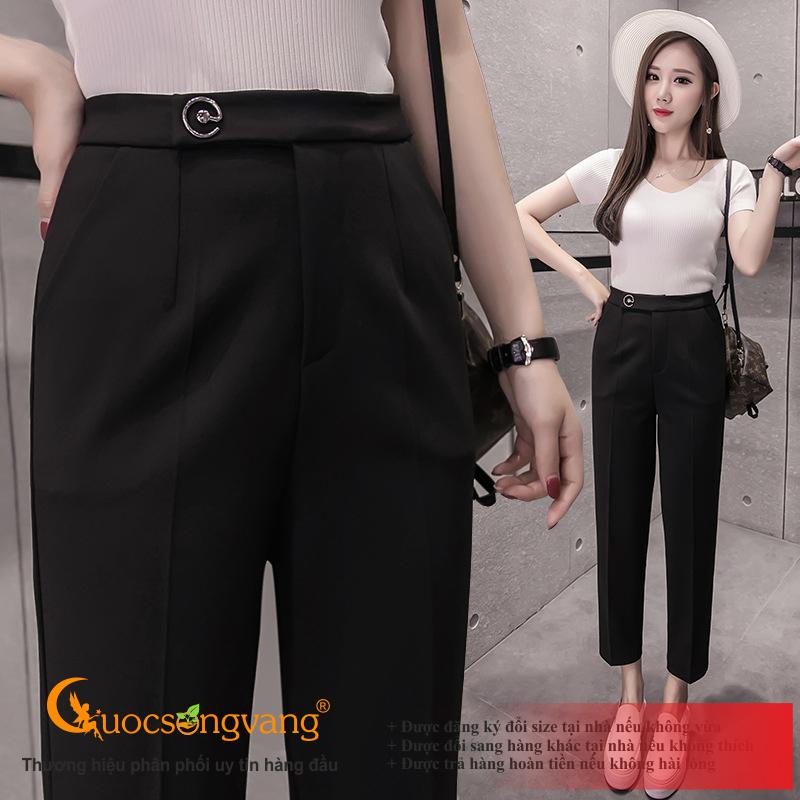 Quần tây kiểu quần nữ Baggy màu đen ống lỡ GLQ037 Cuocsongvang