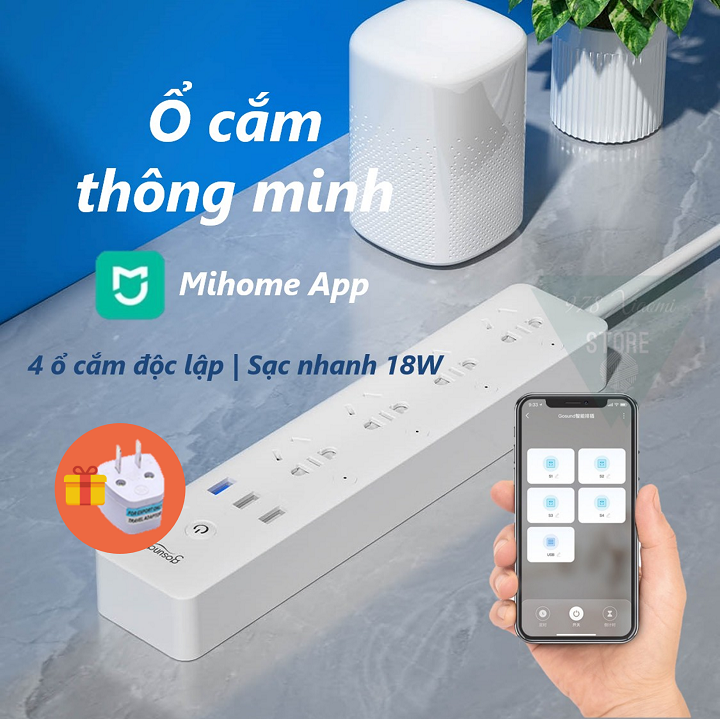 Ổ cắm thông minh xiaomi gosund cp5 4 cổng 3 usb - ổ cắm điện xiaomi gosund cp5