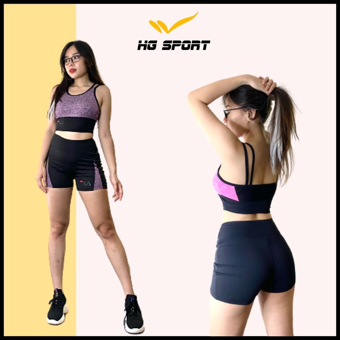 Bộ Tập Erobic, Gym, Yoga, Đồ Tập Gym Nữ Quần Đùi bra hai dây có sẵn mút HG SPORT BDF03