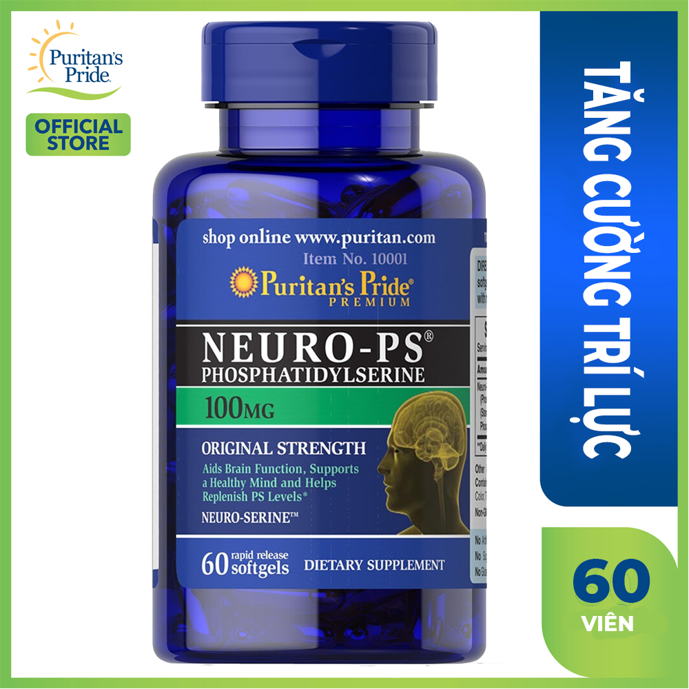 Viên uống bổ não, tăng trí nhớ, khả năng tư duy, giảm căng thẳng, mệt mỏi, Vitamin Mỹ Puritan's Pride Neuro-PS Phosphatidylserine 100mg 60 viên