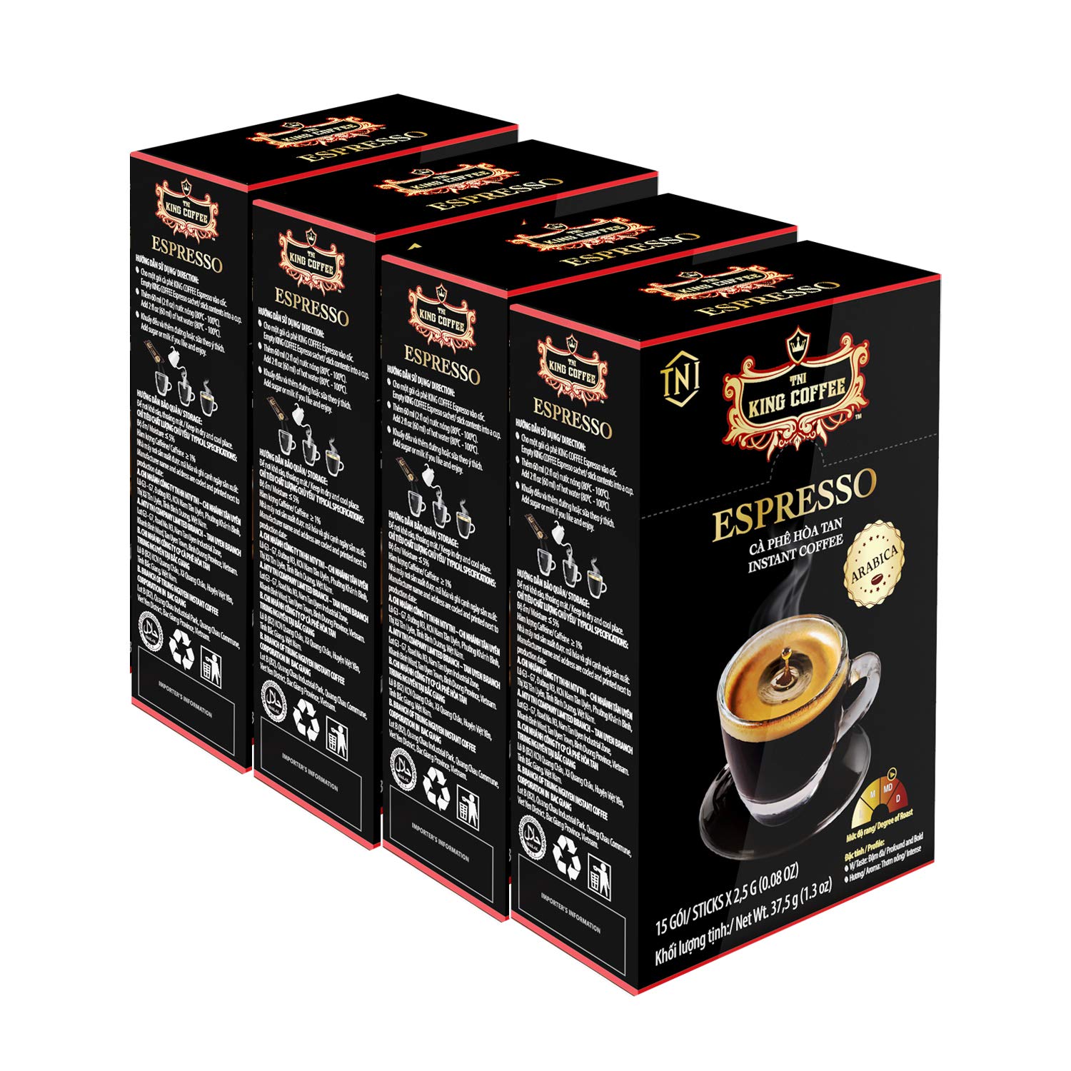 Combo 4 Espresso King Coffee Hộp 15 gói