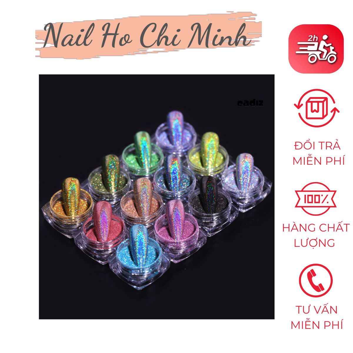 [HCM]Set bột tráng gương nhũ 12 hủ