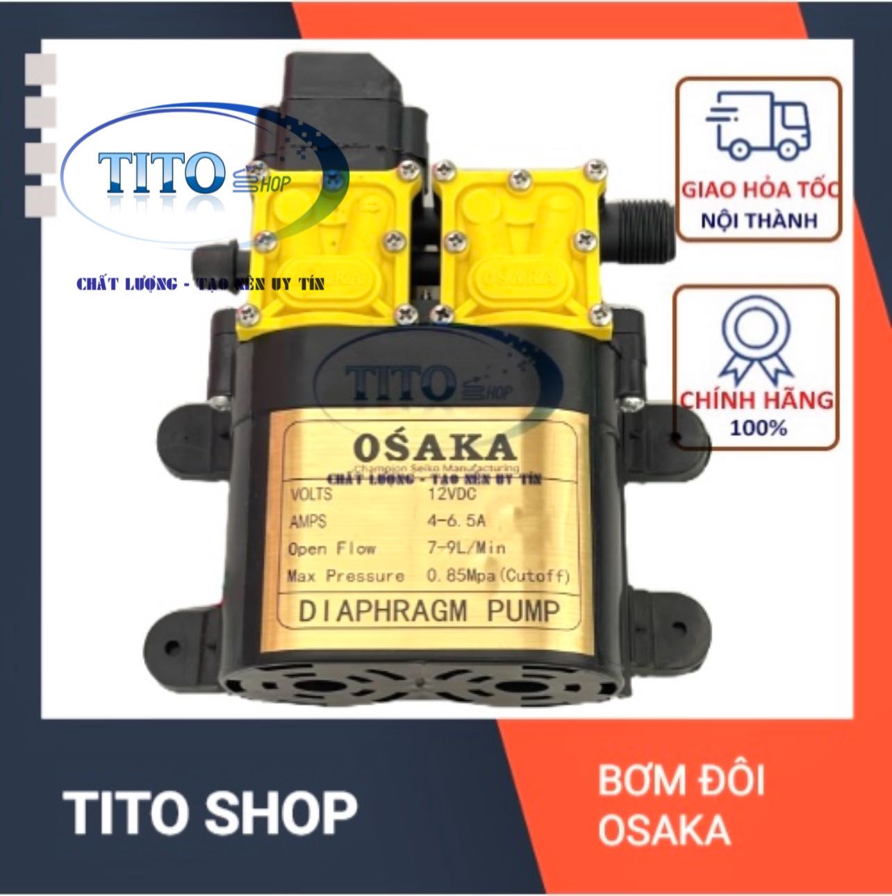 Máy bơm đôi tăng áp lực nước mini 12v - dùng cho bơm máy rửa xe, trợ lực vòi sen, máy giặt, phun sương, phun xịt thuốc trừ sâu