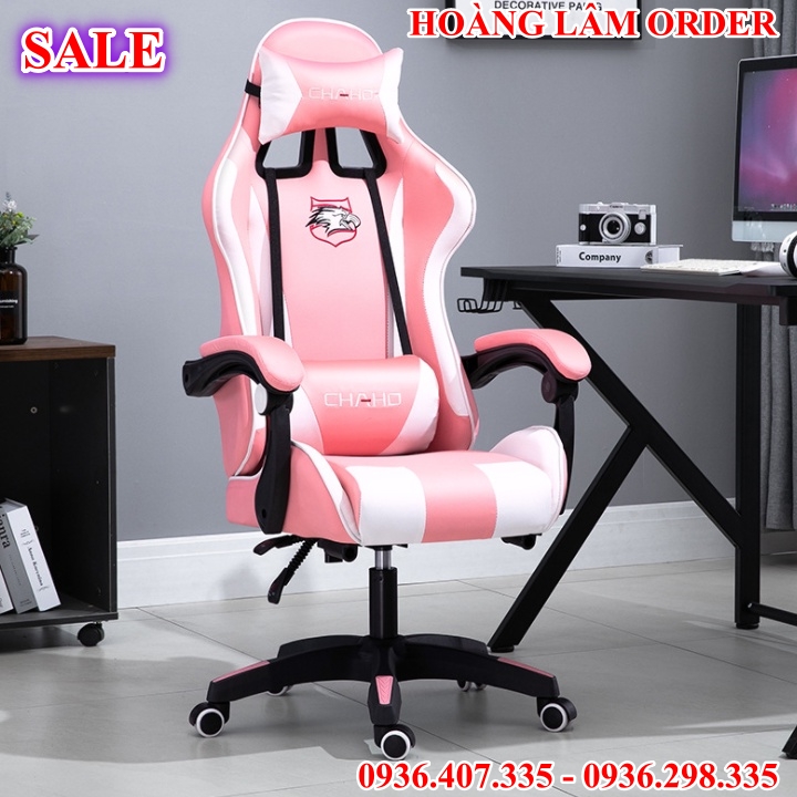 Ghế gaming Bọc Da PU Cao Cấp, Ghế Chơi Game Kèm Gối Masage Lưng, ghế chơi video game, ghế gaming giá rẻ,Ghế Làm Việc Nệm Bọt Biển