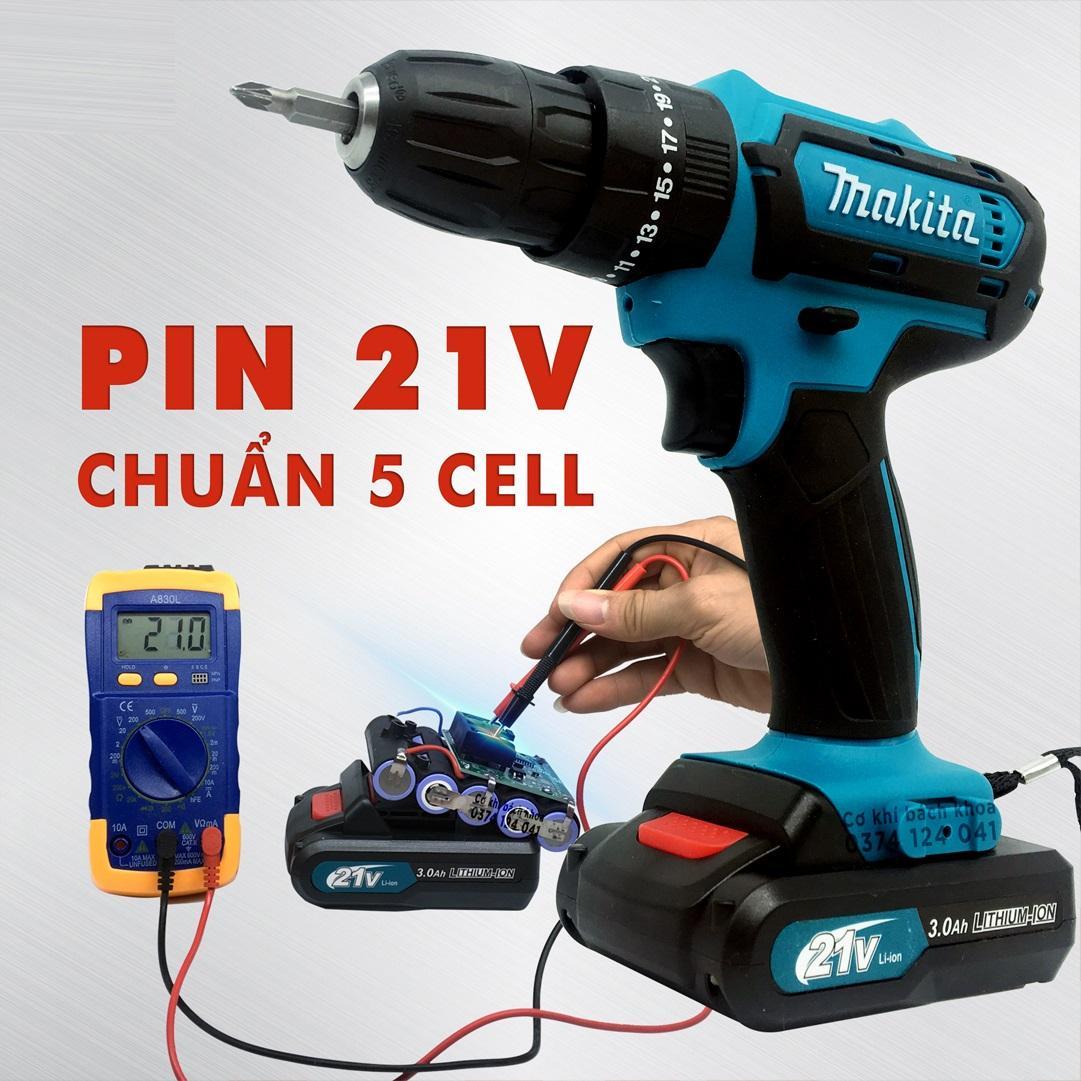 Máy khoan pin MAKITA 21V, Máy khoan cầm tay, Máy bắt vít, May khoan pin bảo hành 12 tháng - 1PIN