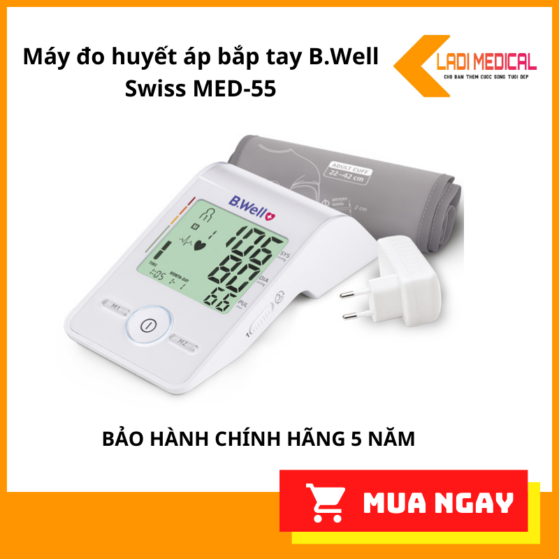 Máy đo huyết áp bắp tay B.Well Swiss MED-55 - Chính hãng Bảo hành 05 năm