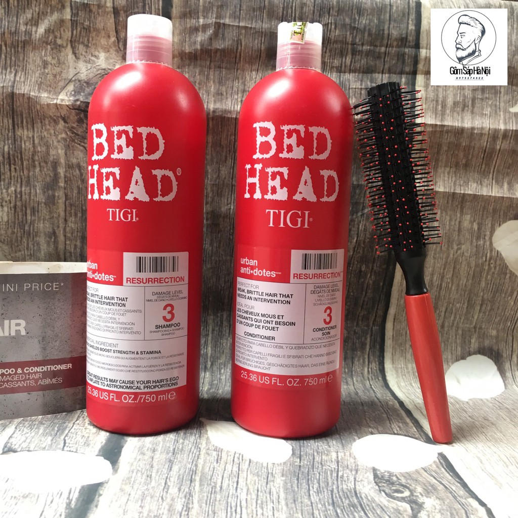 Bộ Dầu Gội Đầu TIGI Đỏ, TIGI BED HEAD Phục Hồi Hư Tổn Cấp Độ 3 (gội + Xả), Dầu Dưỡng Tóc Chính Hãng
