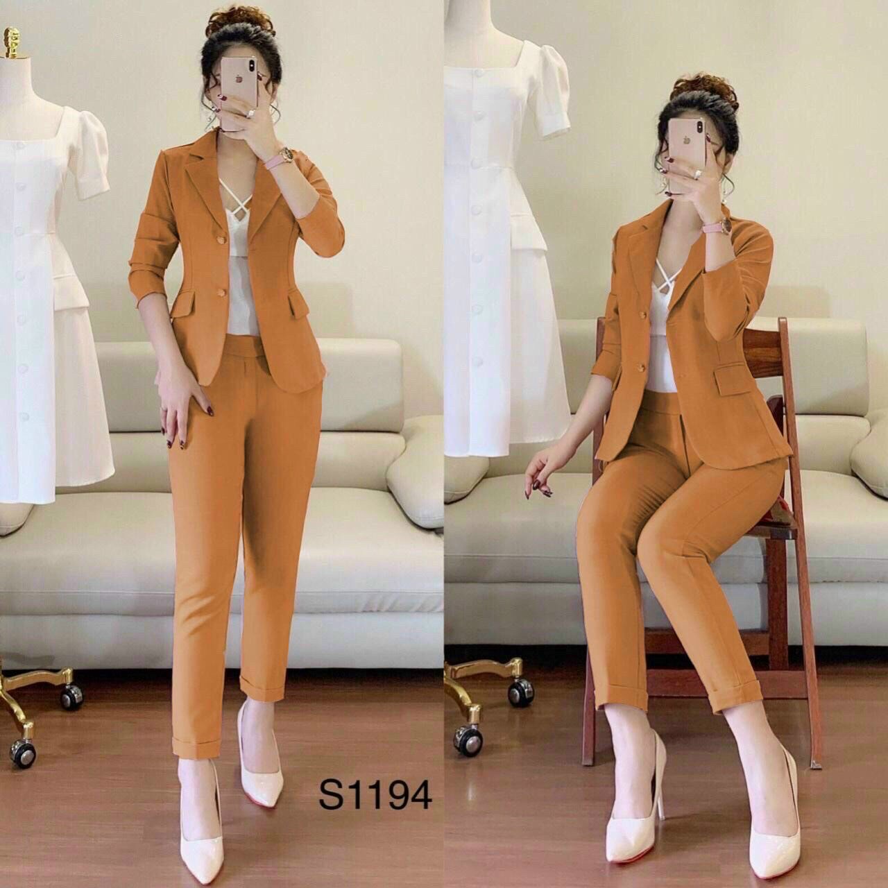 Bộ quần áo vest nữ hàn quốc vest 3lớp chuẩn công sở 2022