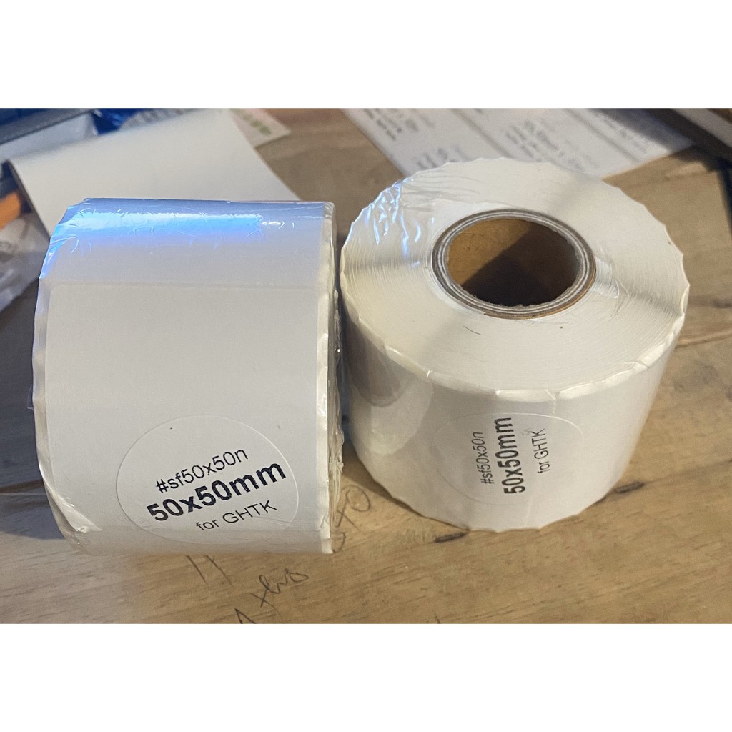 Giấy In Tem Nhiệt 50X50 Mm (Cuộn 30 Mét)