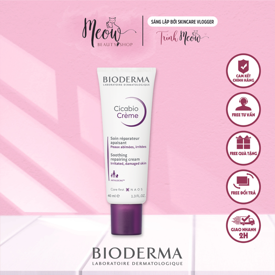 {HCM] Bioderma - Kem dưỡng phục hồi da tổn thương Bioderma Cicabio Crème - 40ml