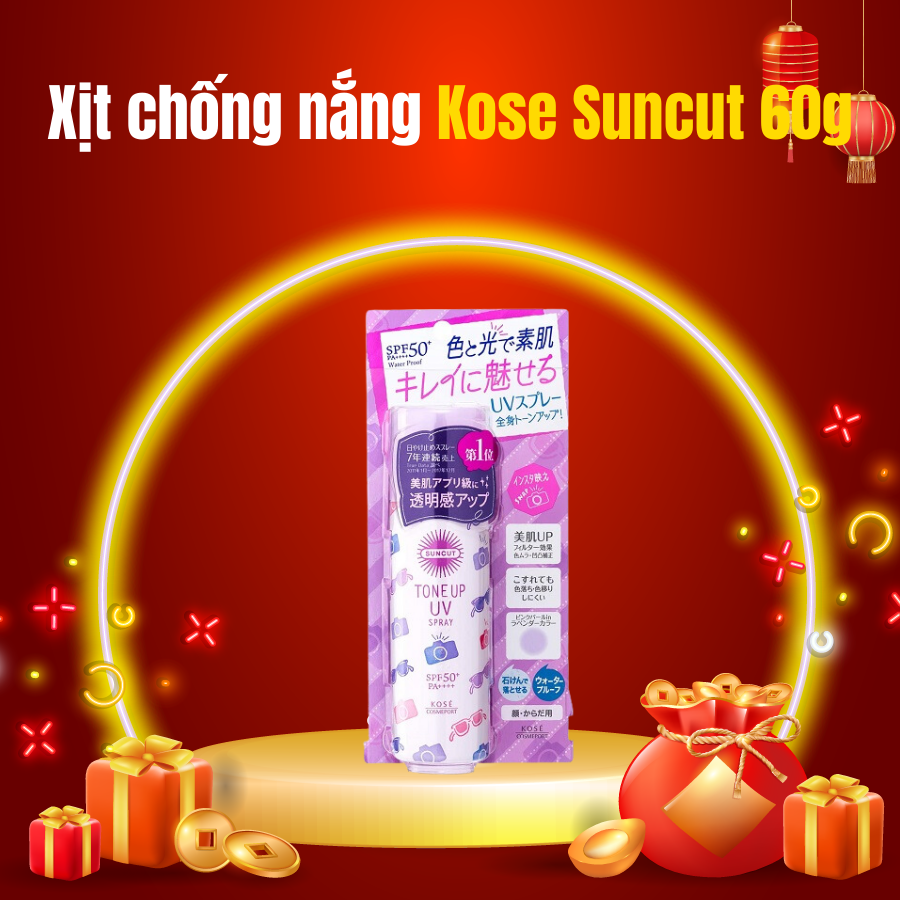 Xịt chống nắng kose suncut tone uv spray spf 50+ pa ++++ 60g