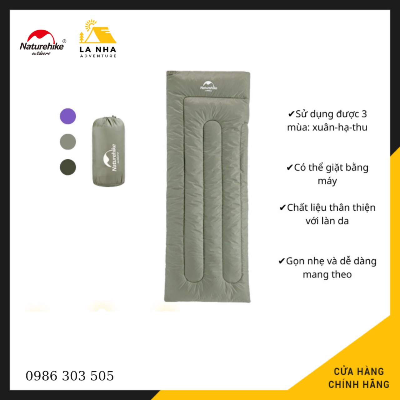 Túi ngủ cá nhân Naturehike H150 NH19S015-D , túi ngủ dã ngoại , văn phòng, trekking, camping nhỏ gọn , cam kết hàng chính hãng, đúng mô tả