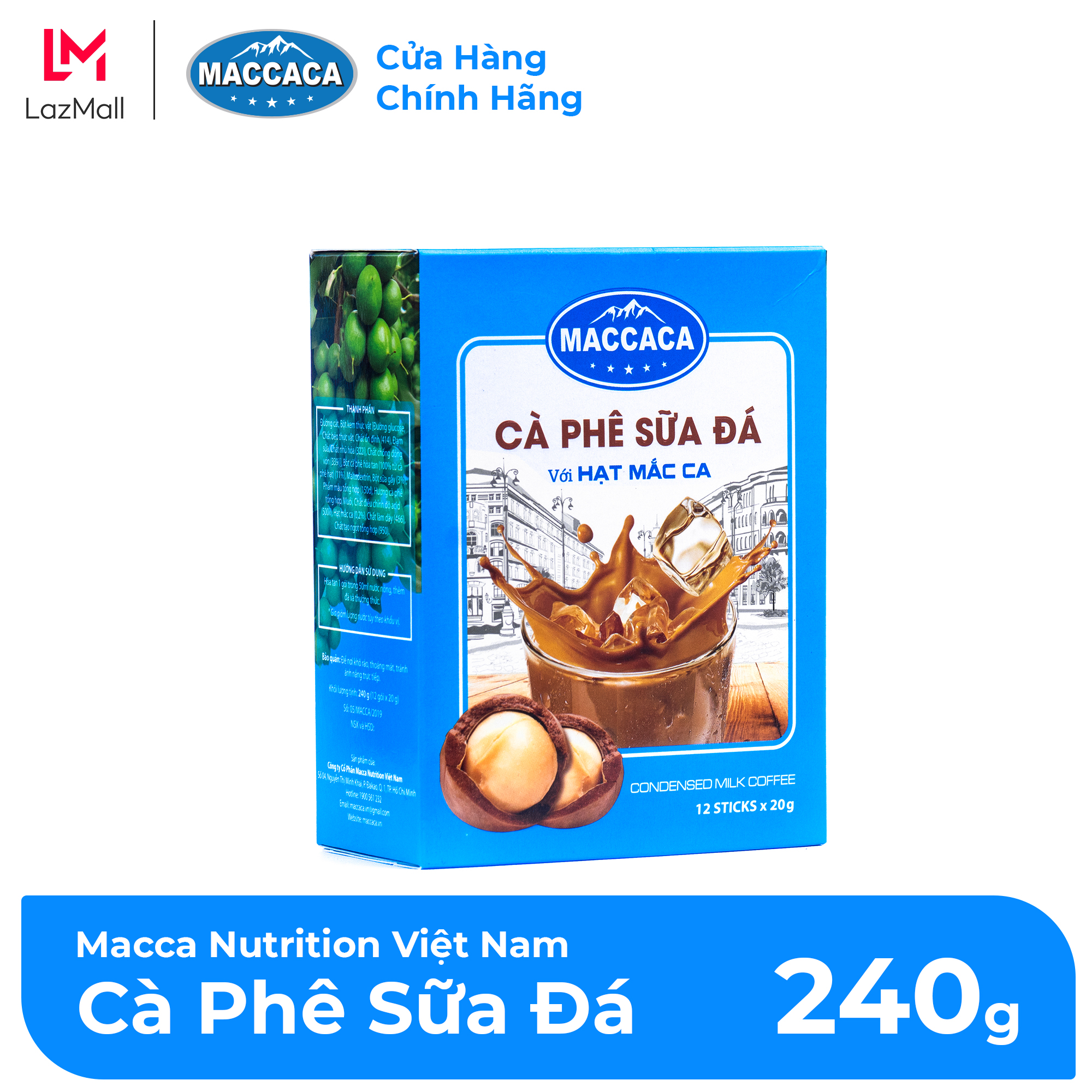 Maccaca - Cà Phê Sữa Đá với hạt Mắc Ca