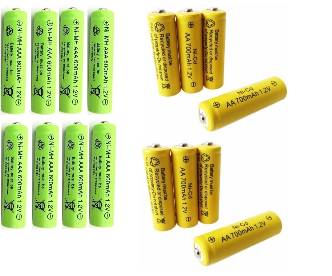Bộ 8 Viên Pin Sạc AA 700 mAh và 8 Viên Pin Sạc AAA 600 mAh