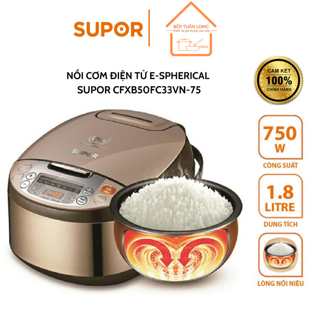 Nồi cơm điện tử lòng niêu supor 50fc33 dung tích 1.8l-750w bảo hành chính hãng 1 năm