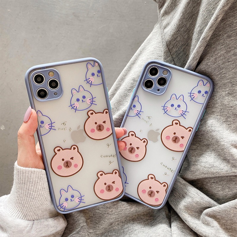 Ốp lưng nhám chống sock va đập bảo vệ camera face cute
