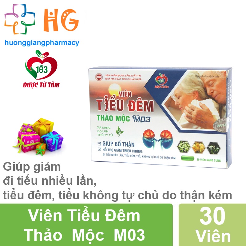 Viên Tiểu Đêm Thảo Mộc M03 đi tiểu nhiều lần trong ngày đái dắt bổ thận tráng dương tiểu rắt mắc tiểu liên tục Hộp 30 Viên