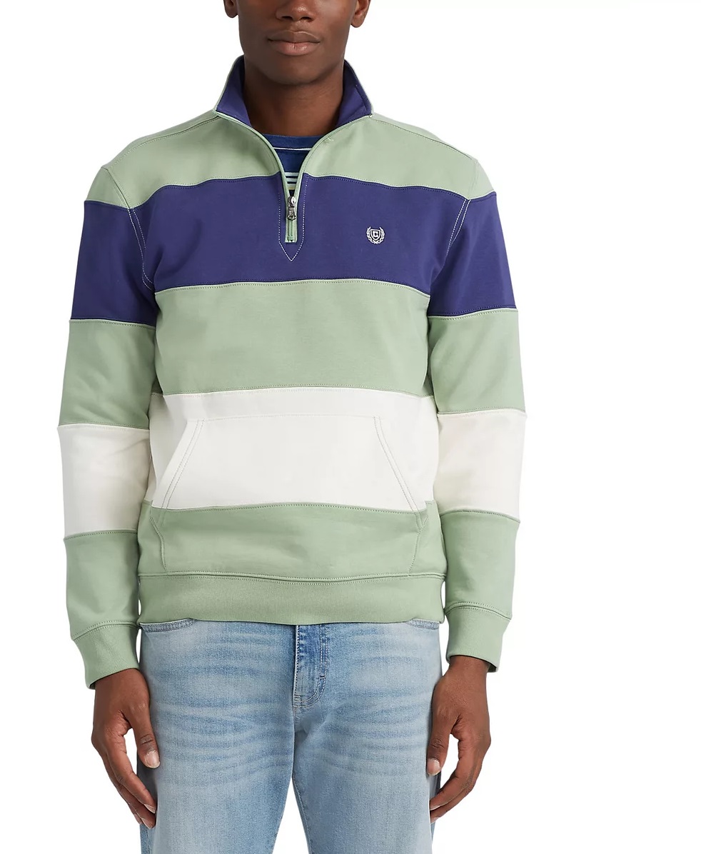 Áo lạnh Chaps Quarter Zip Sweater phối 3 màu xanh lá with logo