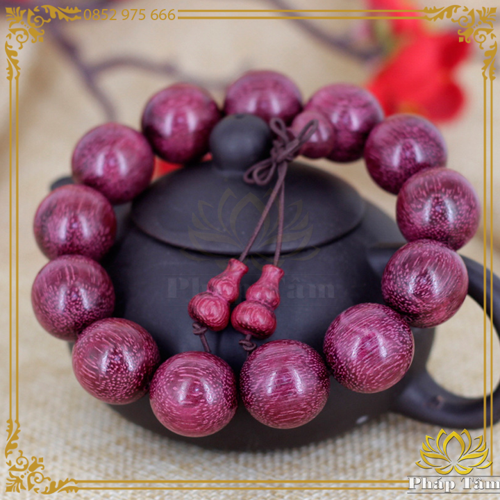 Vòng Tay Phong Thủy Gỗ Cẩm Tím Vân Tự Nhiên, Vòng Tay Thời Trang Cao Cấp - Pháp Tâm