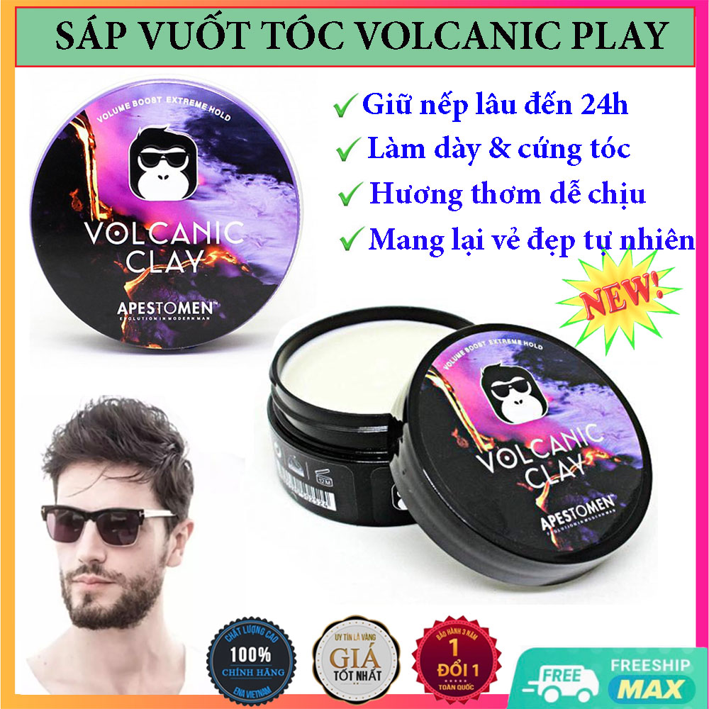 , sáp vuốt tóc volcanic clay apestomen, sáp vuốt tóc nam giúp giữ form tóc hoàn hảo - làm dày tóc, dễ dàng sử dụng, an toàn cho tóc và da đầu, dễ dàng tạo kiểu tóc - lưa chọn cho tóc khó vào nếp!