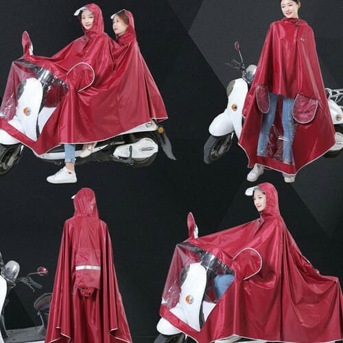 Áo mưa phản quang 2 đầu vải siêu nhẹ chống thấm Vega365 - Áo mưa cánh dơi (xẻ tà) vải dù cao cấp loại lớn 1m4 - che kín 2 người mùa mưa (Nhiều màu) - 9690